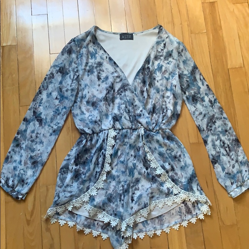 ASTR Blue watercolor Romper